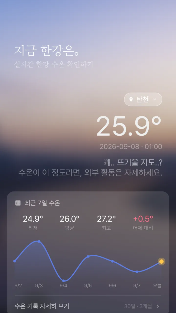 같은 메인 화면, 해질녘 테마